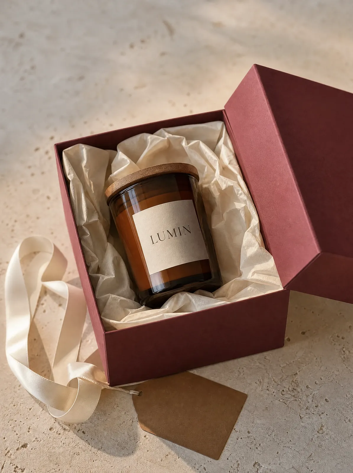 Low Light in a wine-red gift box